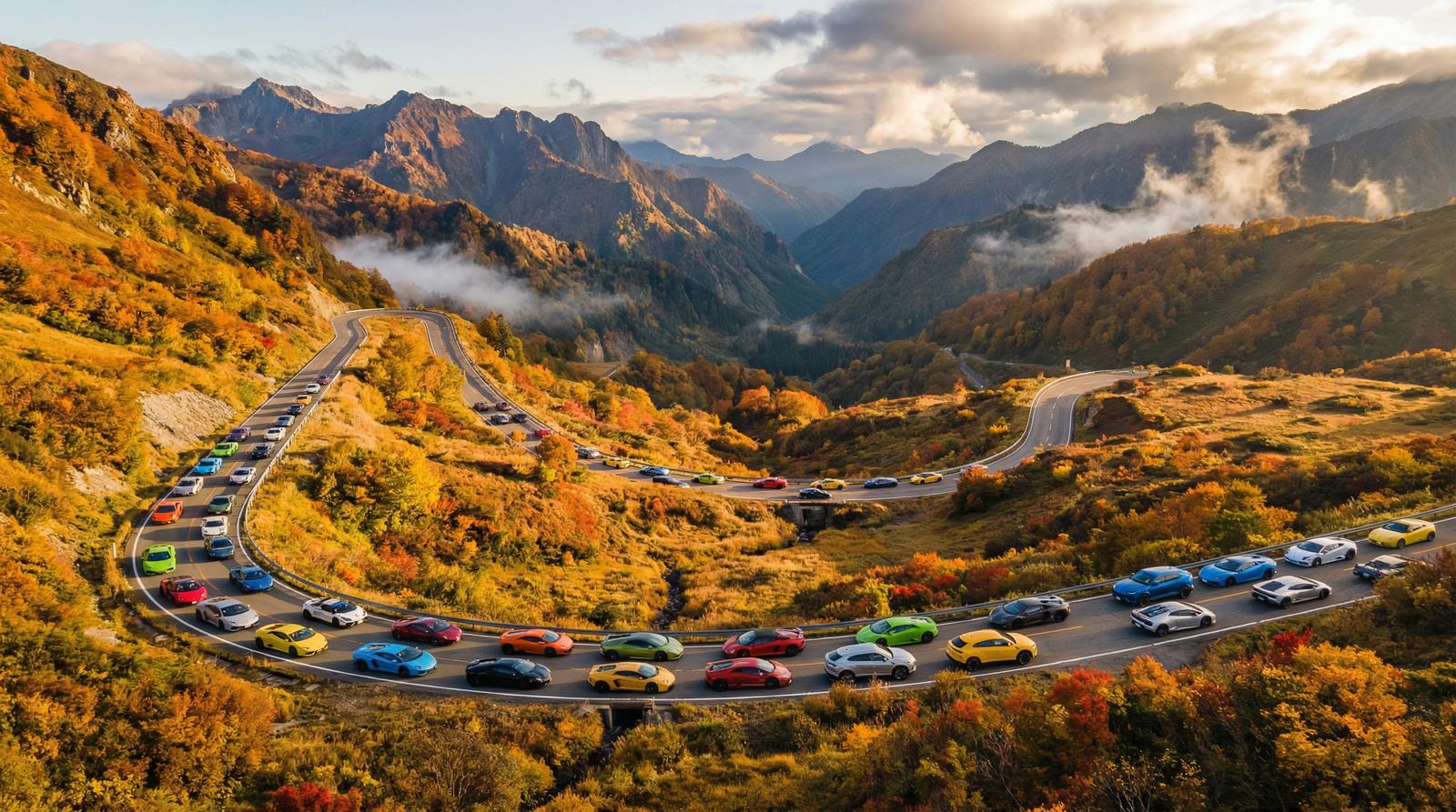 玩物社区跑车视频-超跑车队山路巡游